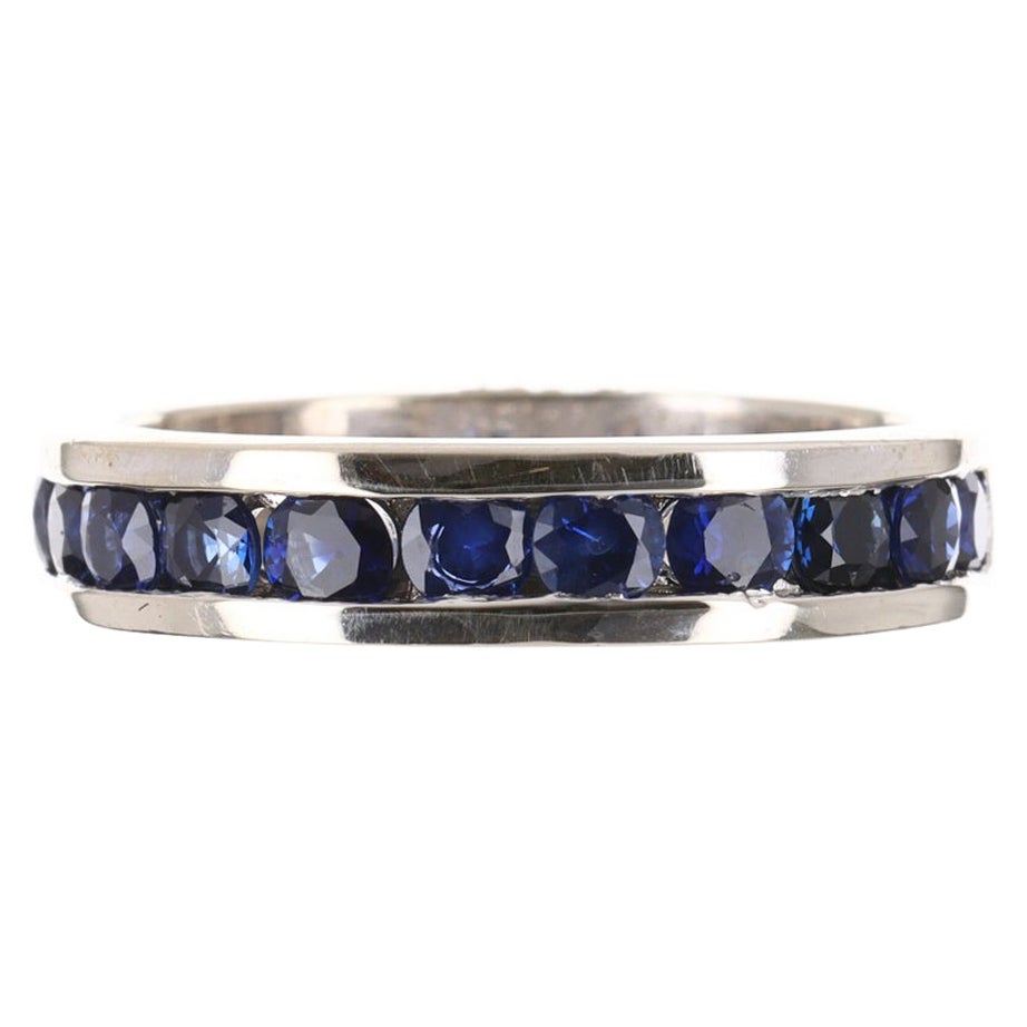 1.10tcw 14K Natural Blue Sapphire Gold Band Ring For Sale