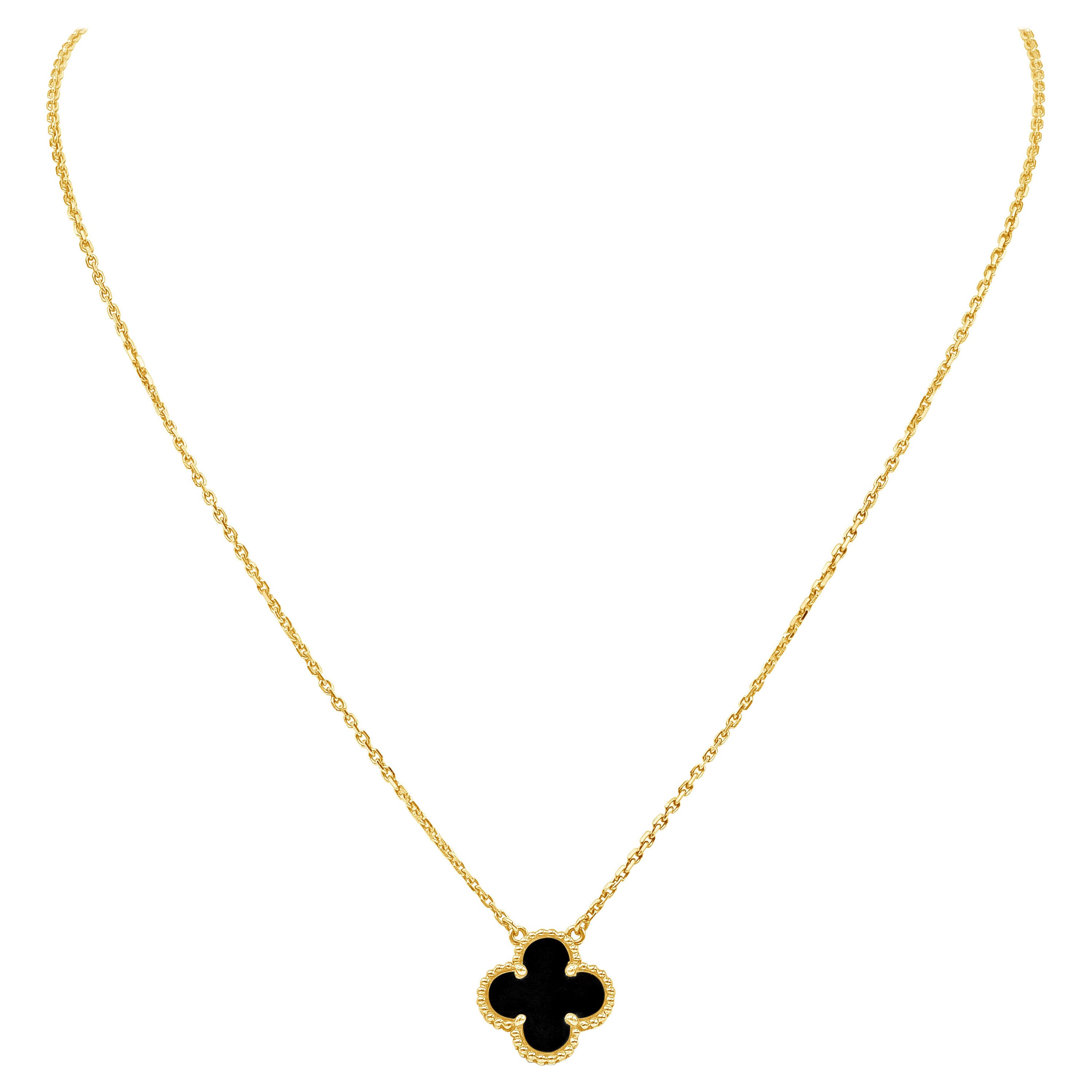 Van Cleef & Arpels Onyx Vintage Alhambra Pendant Necklace