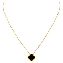 Van Cleef & Arpels Onyx Vintage Alhambra Anhänger Halskette