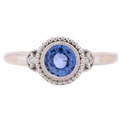 14 Karat White Gold Sapphire and Diamond Ring