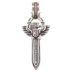 Used Night Rider “Aquila” Sterling Silver Freedom or Death Sword Pendant