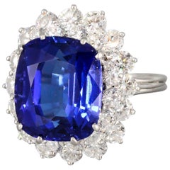 Vintage Tiffany & Co. Large Tanzanite Diamond Platinum Ring