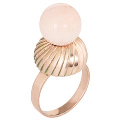 Retro Angel Skin Coral Ring 14k Rose Gold Cocktail Jewelry Estate Fine