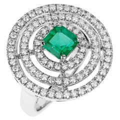 Graff Bulls Eye 1,02 Ct. Bague en émeraude taillée en carré et diamant