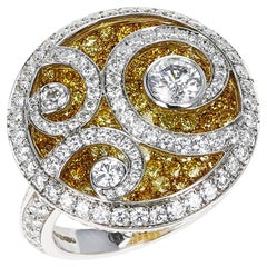 Graff Bague en or blanc « Diamond on Diamond » avec diamants jaunes et diamants