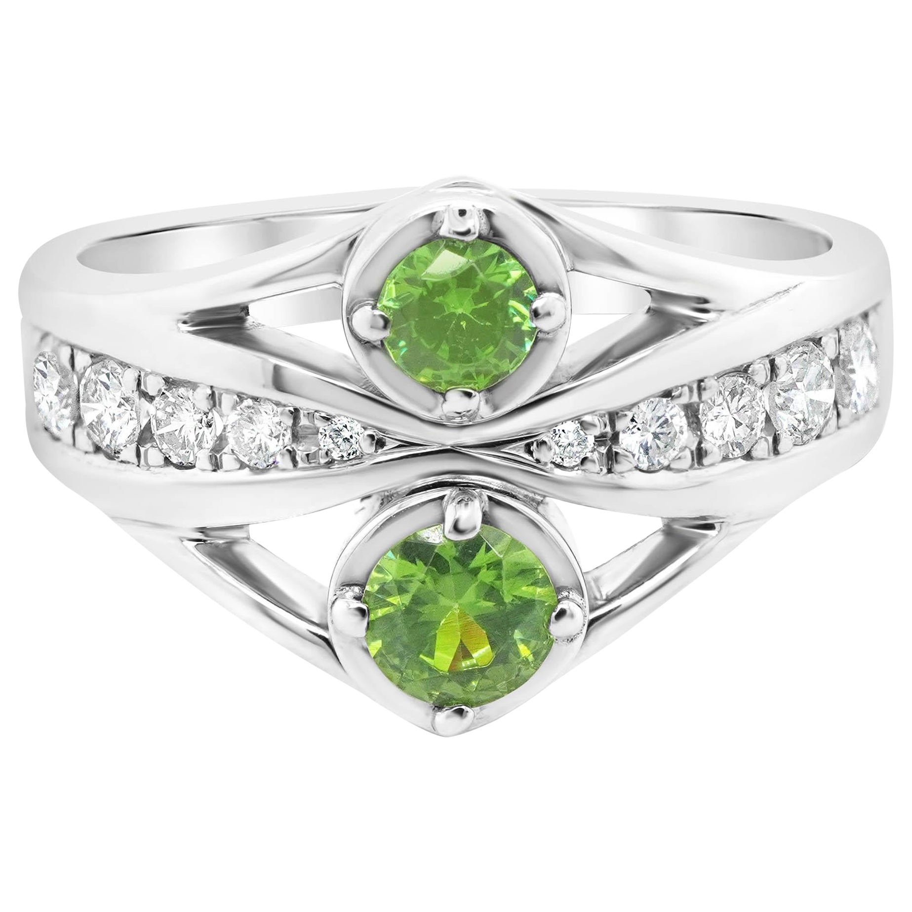 CGL Certified 0.40 Carat Russian Demantoid Garnet Round Rare Diamond PT 900 Ring