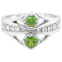 CGL Certified 0.40 Carat Russian Demantoid Garnet Round Rare Diamond PT 900 Ring