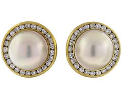 Classic Pearl Diamond Gold Earrings