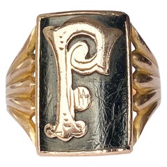 Vintage Art Deco Enamel and 9 Carat Gold Initial Ring