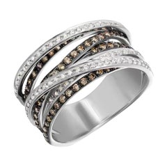 Natkina précieuse bague chic de tous les jours en or blanc avec diamants cognac pour elle