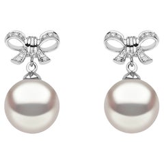 Yoko London Freshwater Pearl and Diamond Earrings in 18 Karat White Gold