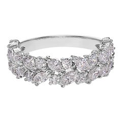 Marquise Diamond and Round Diamonds Half Eternity Wedding Band in 18K White Gold