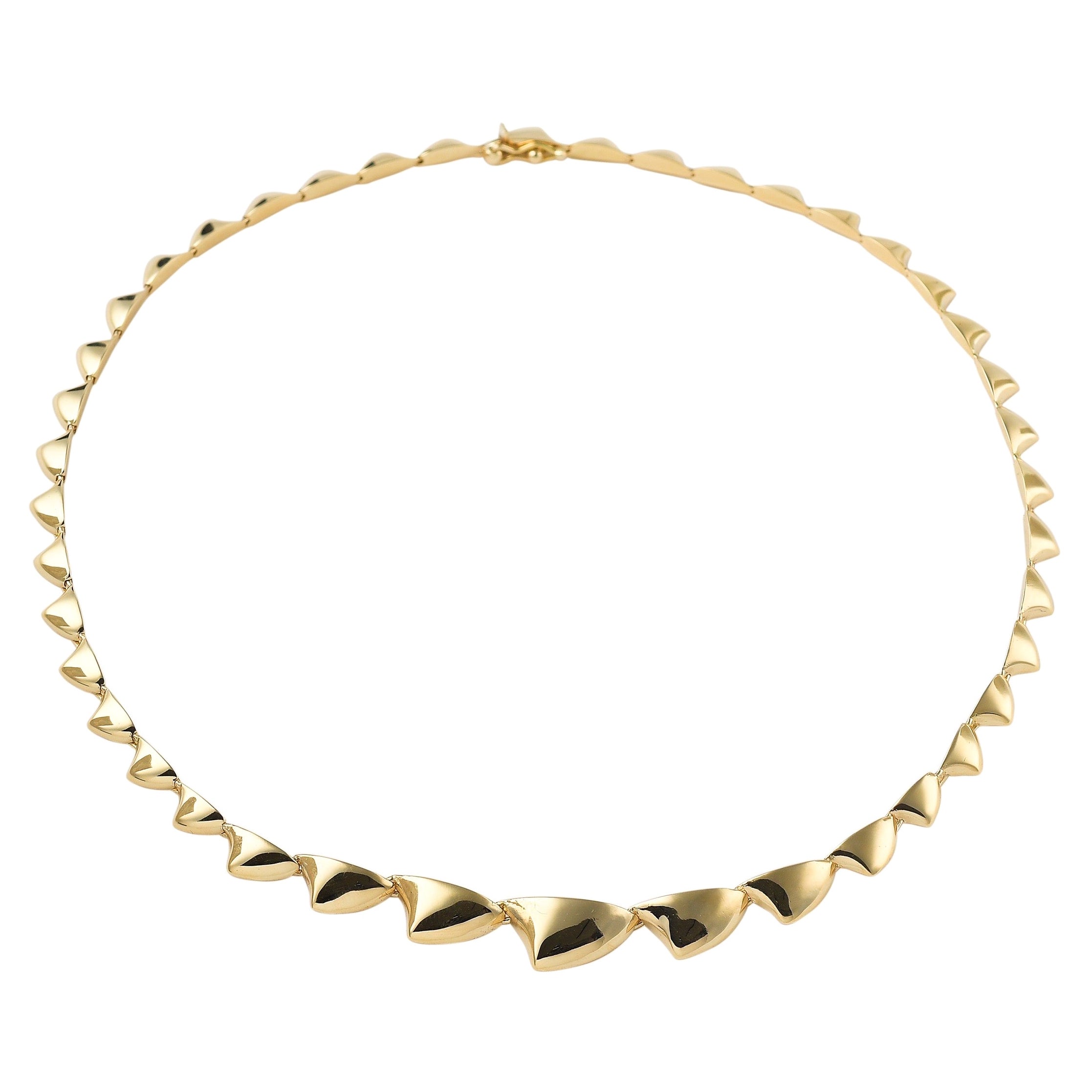 Maria Kotsoni Contemporary, Articulated 18K Yellow Gold Spike Link Necklace For Sale