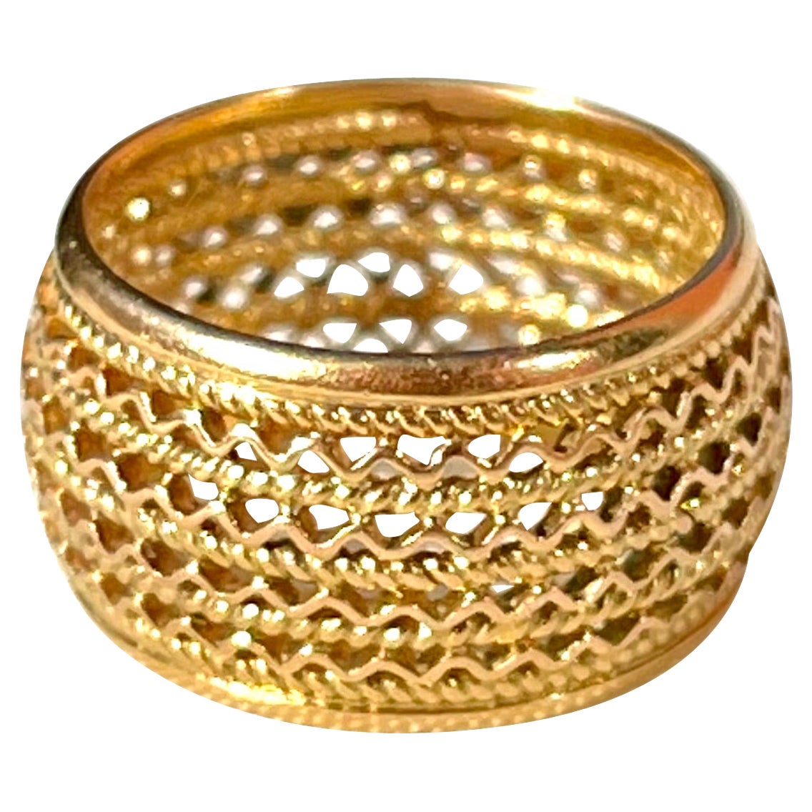 Fine Filigree Gold Eternity Wedding Band Ring For Sale
