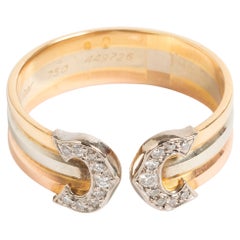 Classic Cartier Diamond Double 'C' Ring, 18K Tri-Colour Gold