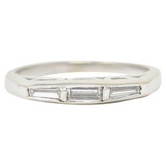 1940's Retro 0.25 Carats Diamond 14 Karat White Gold Band Ring