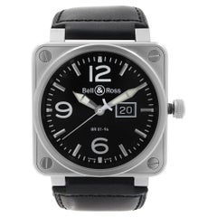 Bell & Ross Grande Date Steel Black Dial Automatic Mens Watch BR01-96-S