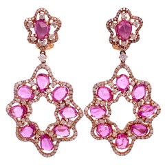 Ruchi New York Pink Sapphire and Diamond Dangle Earrings