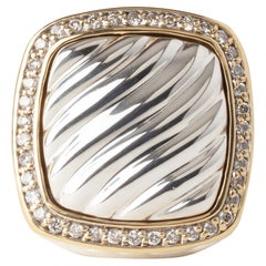 David Yurman Albion Gold & Silver 0.30ct Round Diamond Cocktail Ring