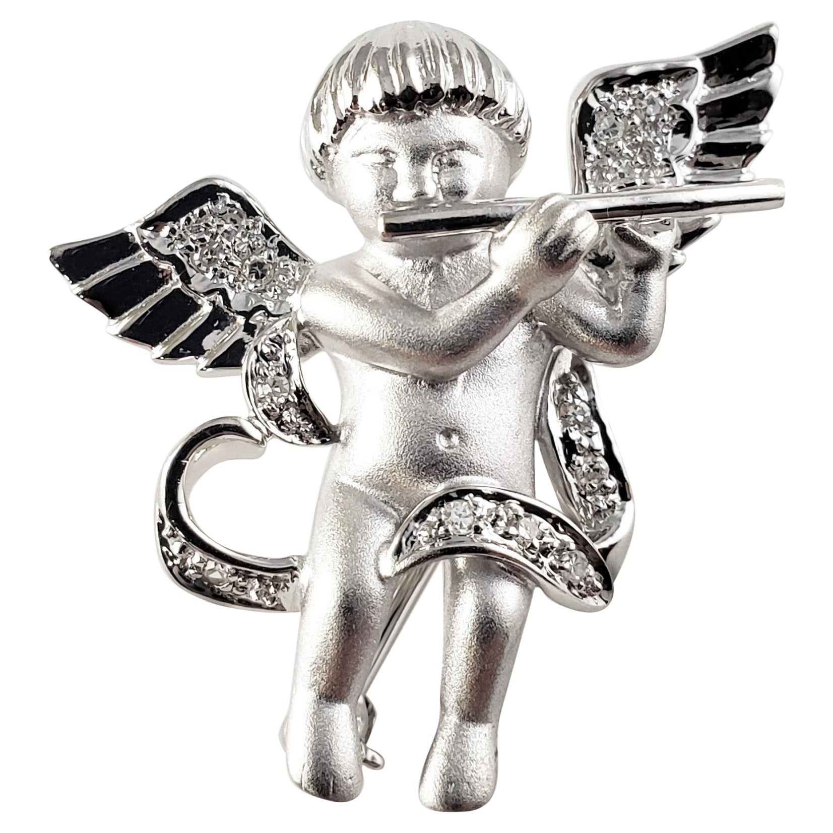 14 Karat White Gold and Diamond Angel Brooch/Pin