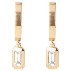 David Yurman Novella Yellow Gold 0.28ct Baguette Diamond Drop/Dangle Earrings