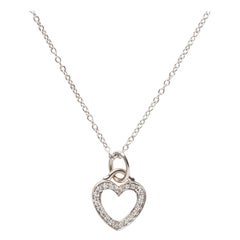 Tiffany & Co. Heart White Gold 0.11ct Round Diamond Pendant Necklace