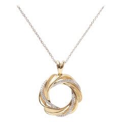Simon G Wreath Mixed Metals 0.16ct Round Diamond Pendant Necklace