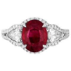 Andreoli, bague en or blanc 18 carats, diamants et rubis de Birmanie de 2,21 carats certifiée CDC