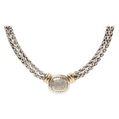 David Yurman Albion Gold & Silver 0.25ct Round Diamond Strand/String Necklace