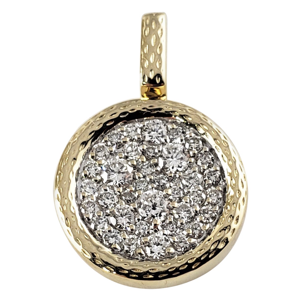 14 Karat Yellow Gold Diamond Pendant For Sale