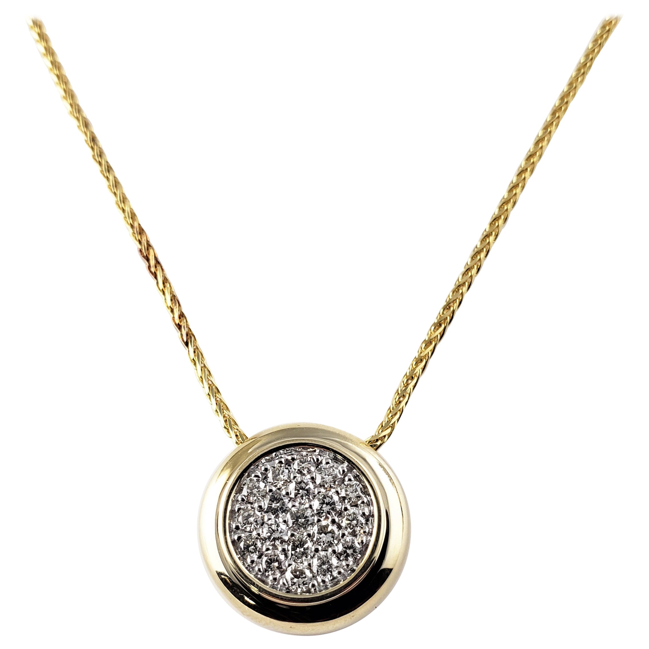 14 Karat Yellow Gold and Diamond Pendant Necklace For Sale