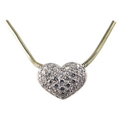Vintage 14 Karat Yellow Gold Diamond Heart Pendant Necklace