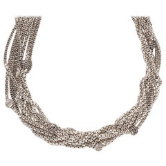 David Yurman Sterling Silver 0.85ct Round Diamond Chain Necklace