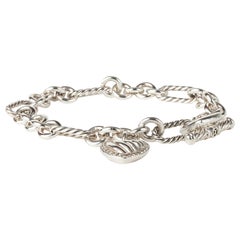 David Yurman Cable Sterling Silver 0.13ct Round Diamond Chain Bracelet