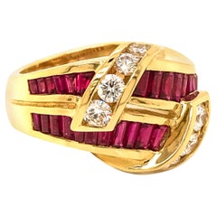 Charles Krypell 18 Kt Yellow Gold Ruby and Diamond Ring