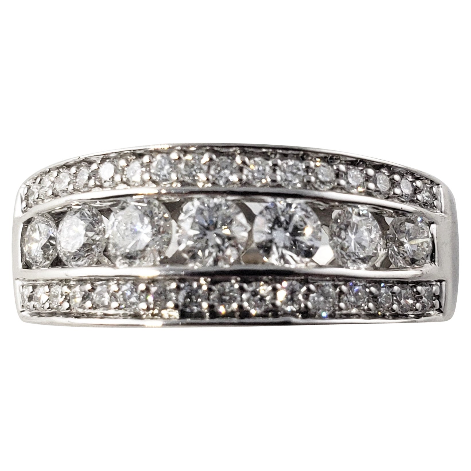 14 Karat White Gold and Diamond Band Ring For Sale