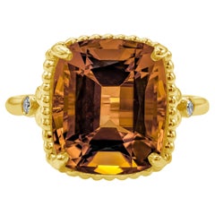 Tiffany & Co. 6.50 Carat Cushion Cut Citrine and Diamond Cocktail Ring