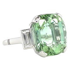 Retro Mint Green Tourmaline Diamond Cocktail Ring