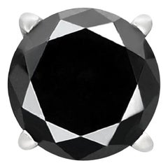 1 Karat runder schwarzer Diamant-Einstecker-Ohrstecker für Männer in 14 K Weißgold