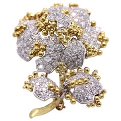 Tiffany & Co France Diamond 18 Karat Gold Flower Brooch
