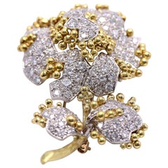 Tiffany & Co France Broche fleur en or 18 carats et diamants