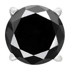 1.44 Carat Black Diamond Single Stud Earring for Men in 14 K White Gold