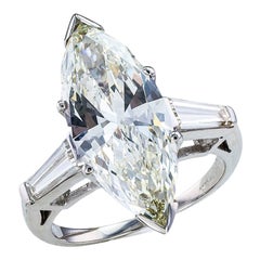 GIA Report Certified 4.63 Carat Marquise Diamond Platinum Engagement Ring