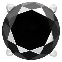 1.69 Carat Black Diamond Single Stud Earring for Men in 14 K White Gold