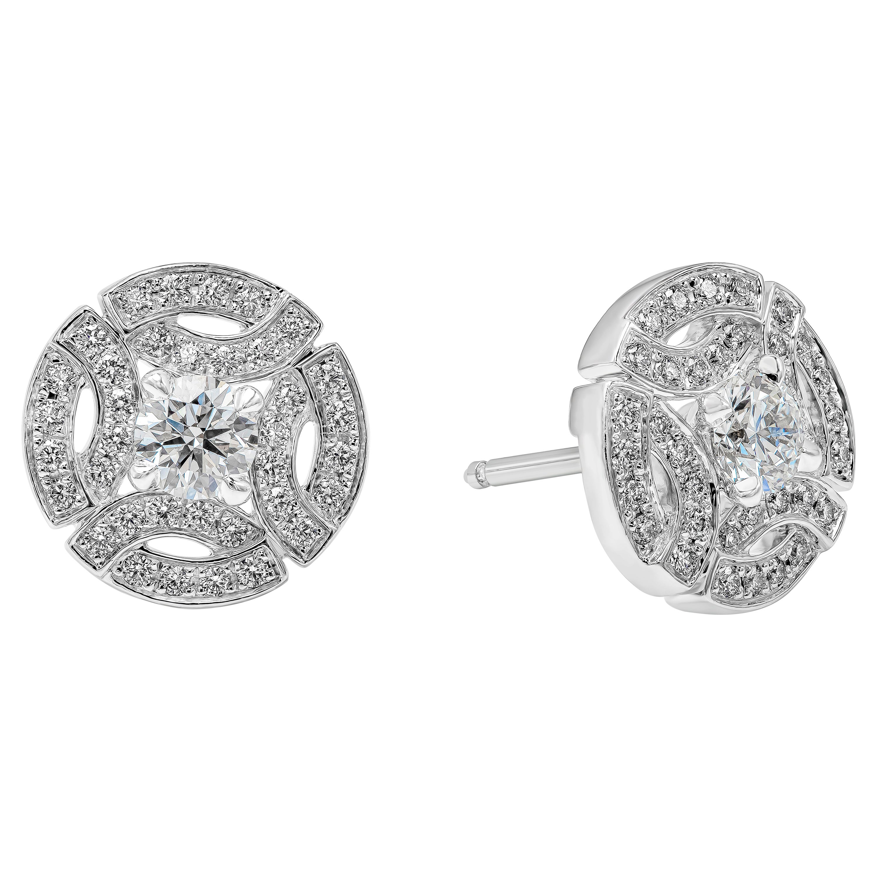 GIA Certified Round Diamond Galanterie de Cartier Stud Earrings