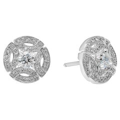 GIA Certified Round Diamond Galanterie de Cartier Stud Earrings