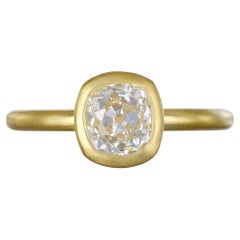 Faye Kim 18k Gold Old European Cut Cushion Diamond Ring