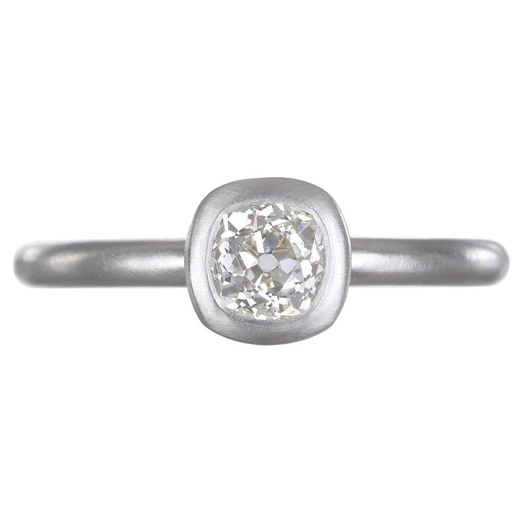 Faye Kim Platinum Old European Cut Diamond Solitaire Ring For Sale
