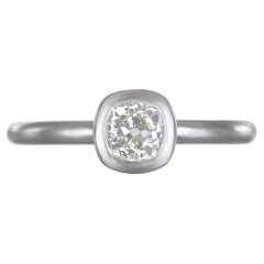 Faye Kim Platinum Old European Cut Diamond Solitaire Ring
