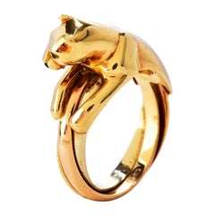 Cartier Panthere 18K Gold 3 Row Trinity French Ring